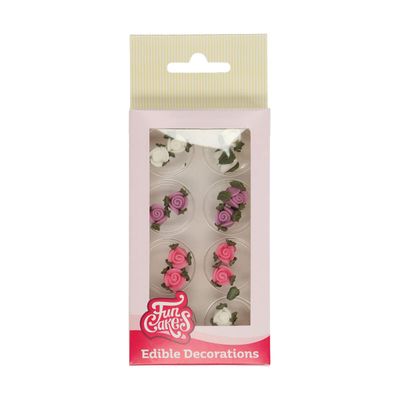 FunCakes Sugar Decorations Roses with Leafs: Ready to Use for Cake Decoration, Perfect for Cupcakes, Muffins and more, Glutenfree certified, Set/16,Mix,6 FunCakes Sugar Decorations Roses with Leafs: Ready to Use for Cake Decoration, Perfect for Cupcakes, Muffins and more, Glutenfree certified, Set/16,Mix,6