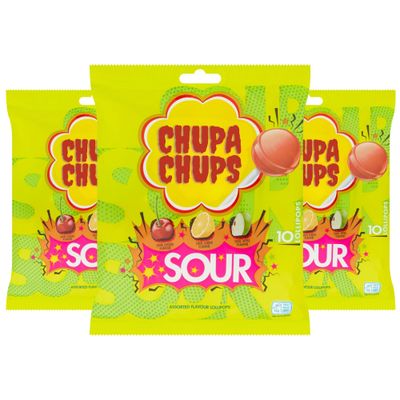 Sour Lollipops Multipack - 3 x 10 Pack (30 Lollipops) - Assorted Sour Flavours - Apple, Cherry, Lemon - Fun Fruity Treats for Kids & Adults - Party Sweets & Sharing Bags