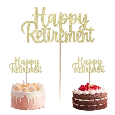 Gold Glitter Happy Retirement Cake Topper Retirement Cake Decoration for Retired Party Retirement Party Decoration Supplies for Men Women (Gold)