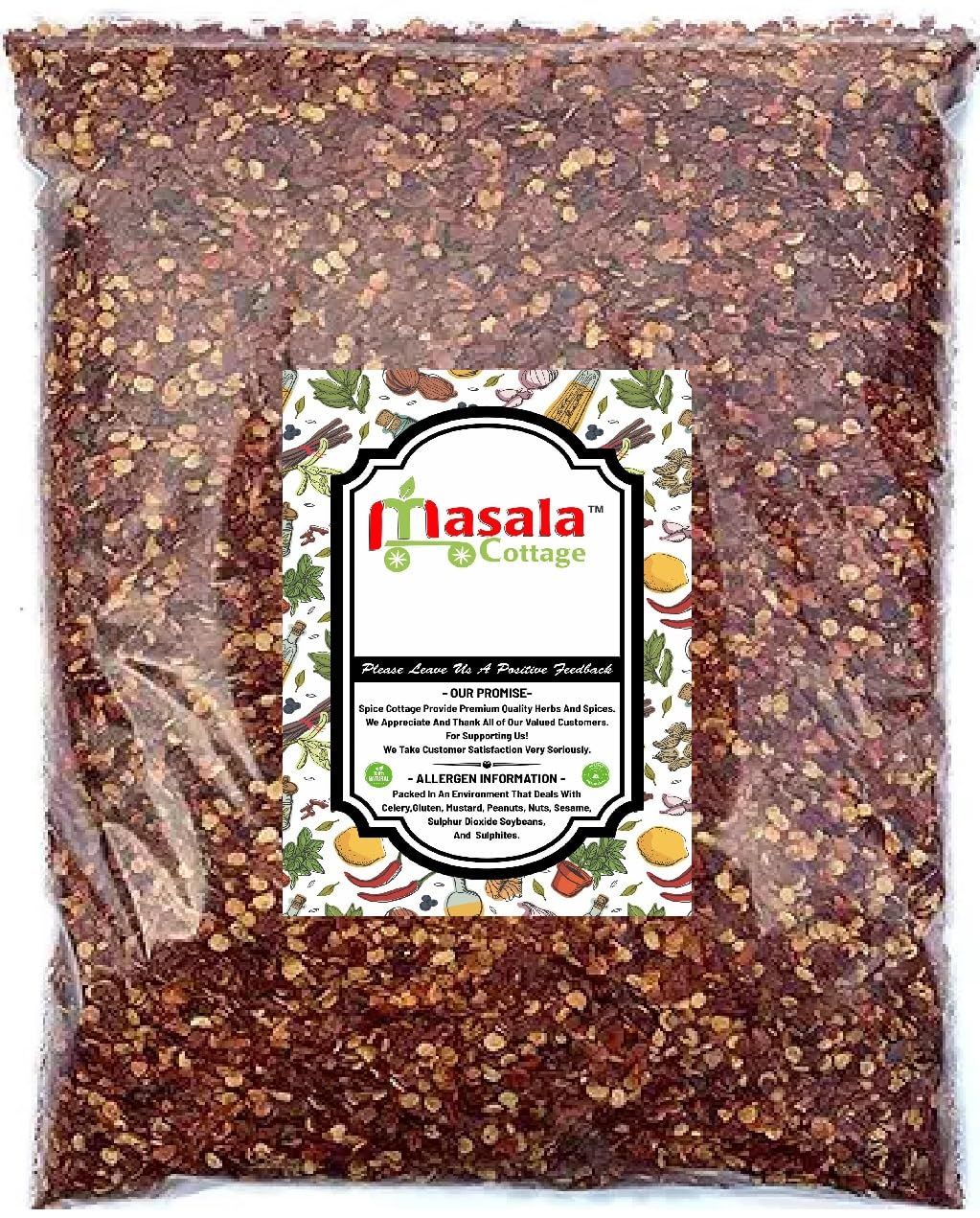 Dried Crushed Chilli Flakes Red Chilli Flakes Indian Premium Quality by Masala Cottage® 25g-1.9kg (90, Grams)