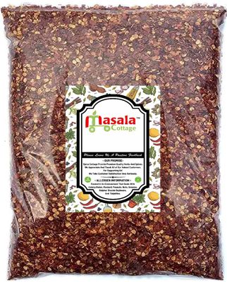 Dried Crushed Chilli Flakes Red Chilli Flakes Indian Premium Quality by Masala Cottage® 25g-1.9kg (90, Grams)