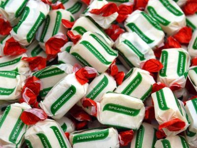 Spearmint Chews Mint Sweets Wrapped Traditional Flavour Vegetarian (400g)