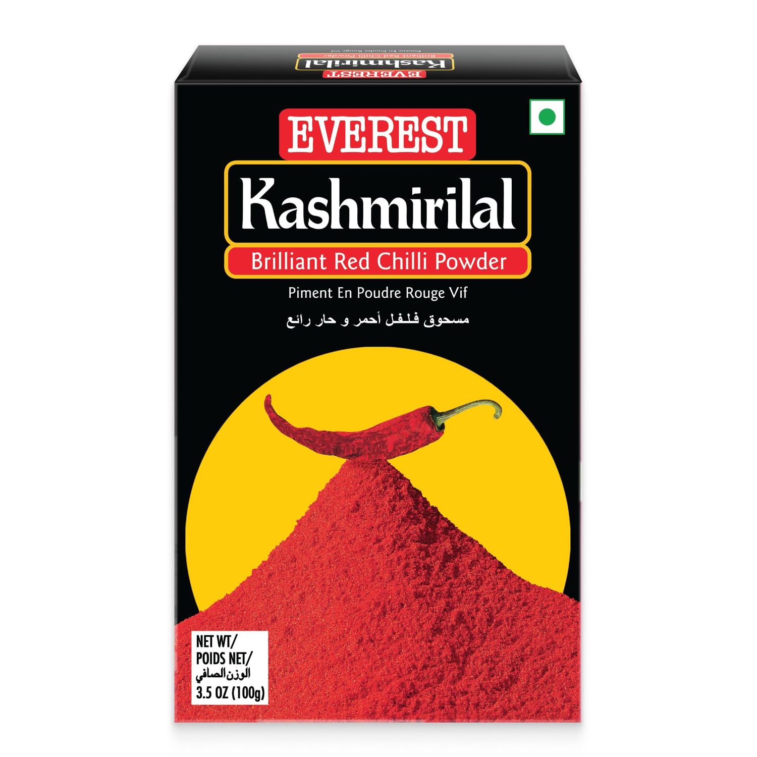 Everest Kashmirilal Chilli Powder 100g Kashmiri Red Chilli Powder Mild Indian Chili Spice for Curry, Tandoori, Marinade &amp; Seasoning Rich Colour, Gentle Heat India s No.1 Spice Brand