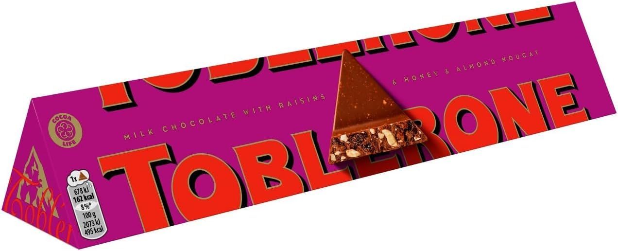 Toblerone Milk Chocolate, Honey and Almond Nougat with Fruit &amp; Nut Chocolate, Large Gift Bar, Made with Swiss Milk, Perfect for Gifting or Sharing, 360 g (Pack of 1)