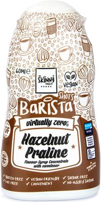 Skinny Food Co Barista Shot 60ml - Hazelnut Praline Sugar &amp; Gluten Free, Fat-Free, Vegan-Friendly Coffee Syrup - Zero Calorie Flavor Enhancer