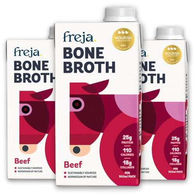 Beef Bone Broth Grass-Fed Collagen, Protein & Amino Acids Low Carb, Keto & Gluten Free Clear Liquid Broth, not Beef Stock Cubes, Powder or Concentrate 3 x 500ml