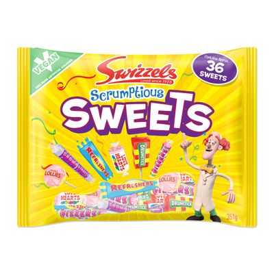 Swizzels Scrumptious Mixed Bag - A Large Selection of Mouthwatering Chewy Sweets and Lollipops, Vegan Friendly (1x 351g)