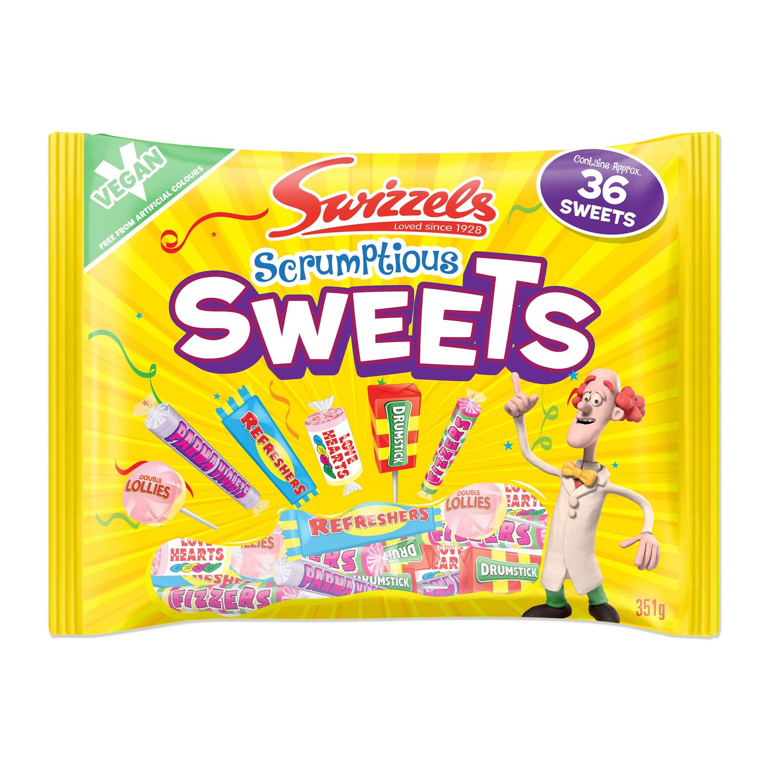 Swizzels Scrumptious Mixed Bag - A Large Selection of Mouthwatering Chewy Sweets and Lollipops, Vegan Friendly (1x 351g)