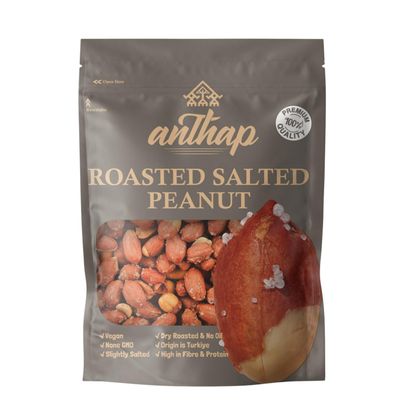 Anthap Roasted Salted Peanuts With Skin, No Oil, Dry Roasted, Only Rock Salt, Perfectly Salted, Rich, Nutty Flavor, High in Protein & Healthy Fats, Ideal for Snacking & Cooking, 700g