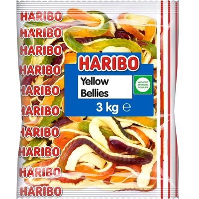 HARIBO Yellow Belly Giant Snakes, Yellow Bellies Bulk Sweets, 3 kg (Pack of 1)