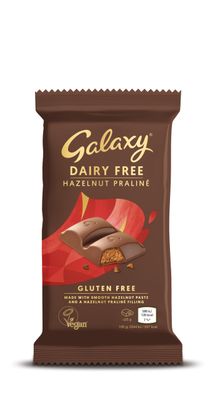 Galaxy Dairy Free Chocolate Bar - Praline - Dairy Free, Vegan, Plant-Based, Smooth & Creamy, Gluten Free, Milk Alternative, Suitable for Vegans, Lactose Free, Vegan Snack, Single Pack 1 x 100g