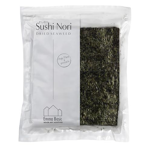 Emma Basic - Seaweed Sushi Nori 40 Full Sheets Young &amp; Crunchy High Protein High Fibre
