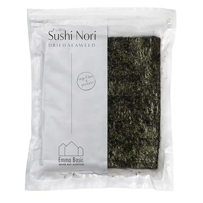 Emma Basic - Seaweed Sushi Nori 40 Full Sheets Young &amp; Crunchy High Protein High Fibre