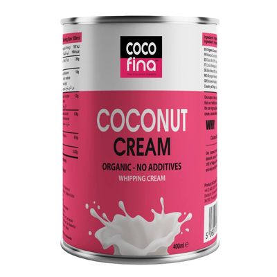 Cocofina Organic Coconut Cream Gluten-Free, Unsweetened, Dairy-Free, BPA Free Can, No Xanthan Gum Just 90% Coconut & Water, Keto Friendly, Vegan, Whipping Cream 400ml - (Pack of 6)