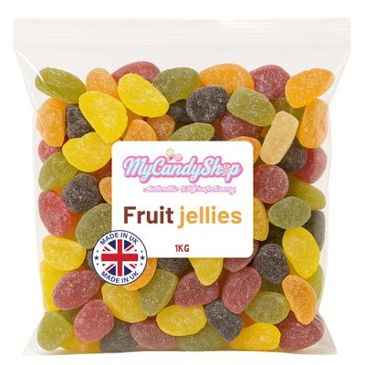Taverners Fruit Jellies sweets 1kg - Assorted Flavour Sweets with Natural Colours & Flavours, Made with Real Fruit Juice - Soft, Chewy Sweets with Sugar Coating Ideal for Sharing
