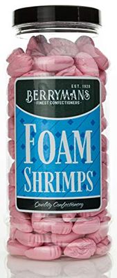 Original Foam Shrimps Retro Gummy Sweets Gift Jar by Berrymans Sweet Shop - Classic Sweets, Traditional Taste.