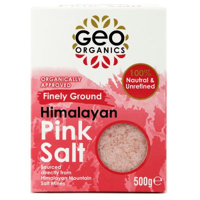 Geo Organics Pure Himalayan Pink Salt Crystals 500g (Pack of 1) 100% Natural Salt & Unrefined Harvested Using Sustainable & Eco-Friendly Practices - Contains 84 Minerals (Finely Ground Pink Salt)