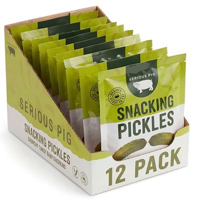 Serious Pig Snacking Pickles - Classic Baby Gherkins Low Calorie Snack (12 x 40g)