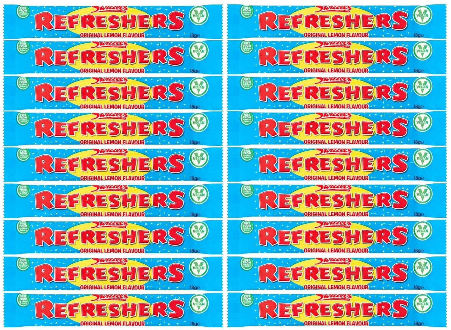 Swizzels Retro Classic Chew Bars Individually Wrapped Sweets Bulk Box Assorted Sweet Pick and Mix Selection (Swizzels Refreshers Chew Bar Lemon x 18)