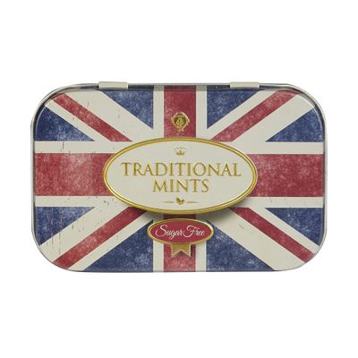 Union Jack Flag Sugar Free Mints Tin (35g, 1.2oz) - British Souvenir Collectible Caddy