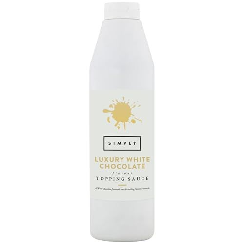 Simply Luxury White Chocolate Topping Sauce, Ready to Use Dessert Sauce for Ice Cream, Waffles, Pancakes, Coffee &amp; Milkshakes (1 kg)