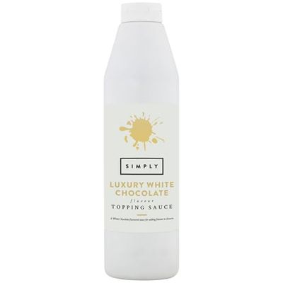Simply Luxury White Chocolate Topping Sauce, Ready to Use Dessert Sauce for Ice Cream, Waffles, Pancakes, Coffee &amp; Milkshakes (1 kg)