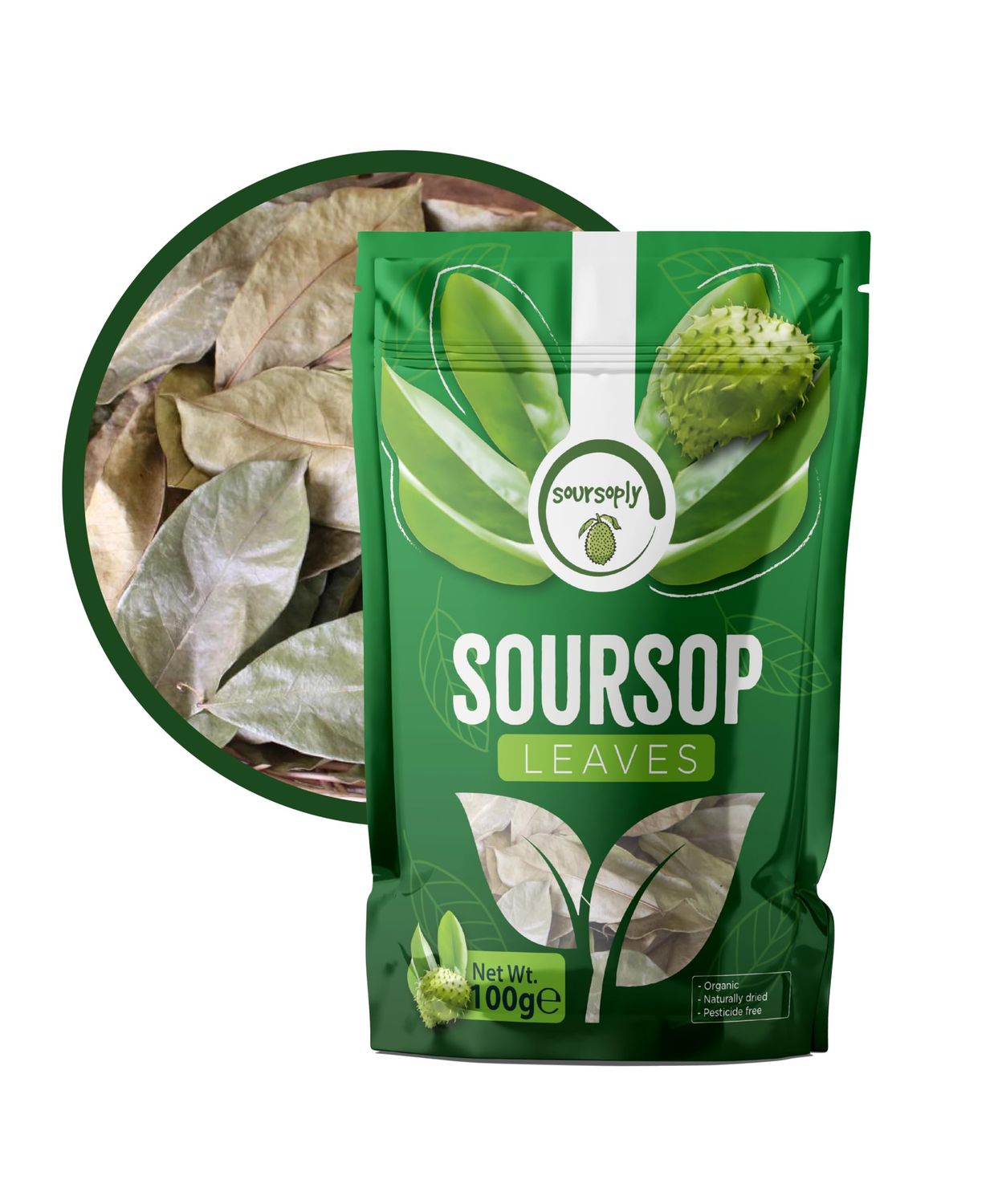 Soursoply - 200+ Premium Dried Soursop Leaves (100g) Whole Dried No Preservatives Vegan