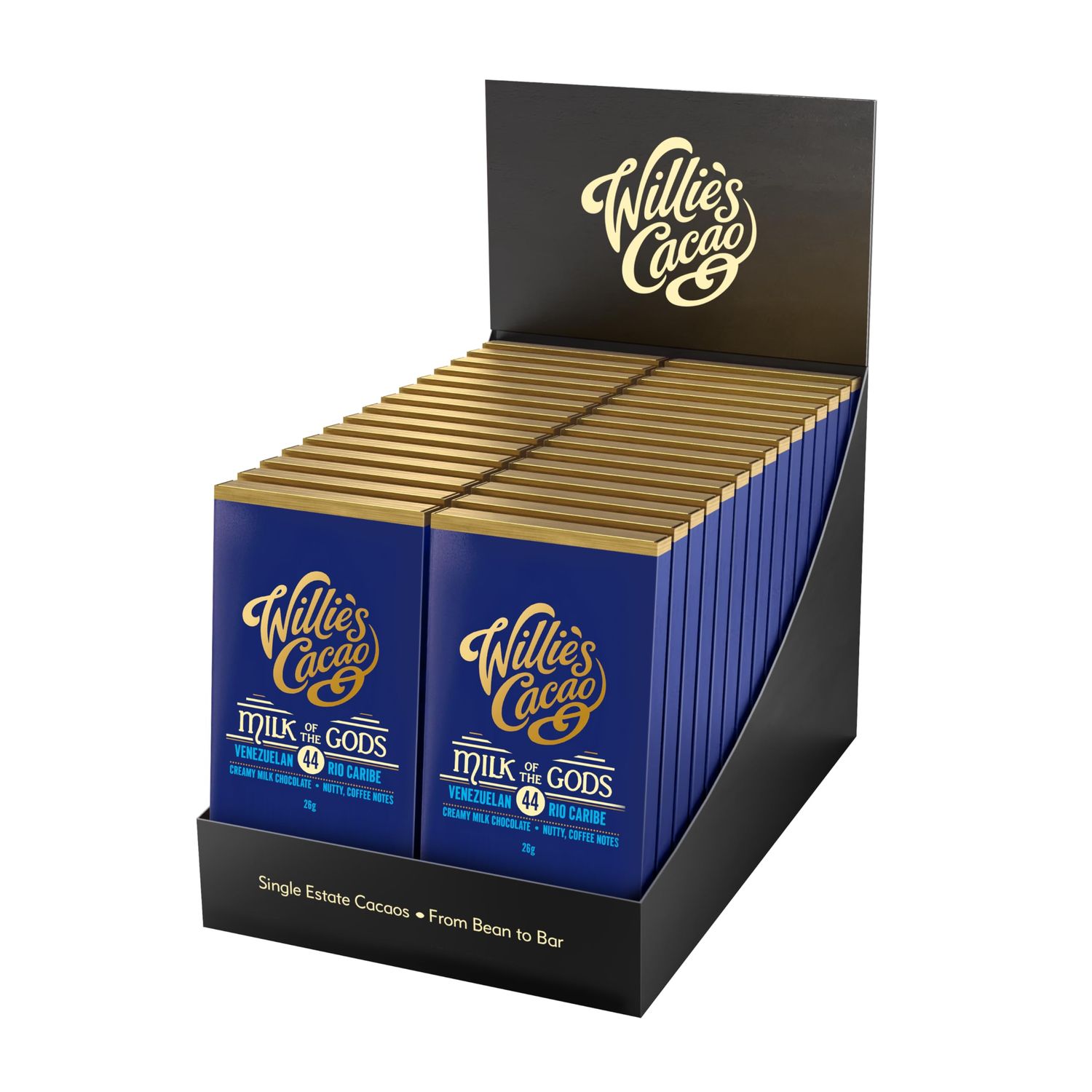 Willie's Cacao - Milk of the Gods, 44% Milk Chocolate bar - 26g x 30 - Rich Nutty Notes - Artisan Chocolate - Bean to bar
