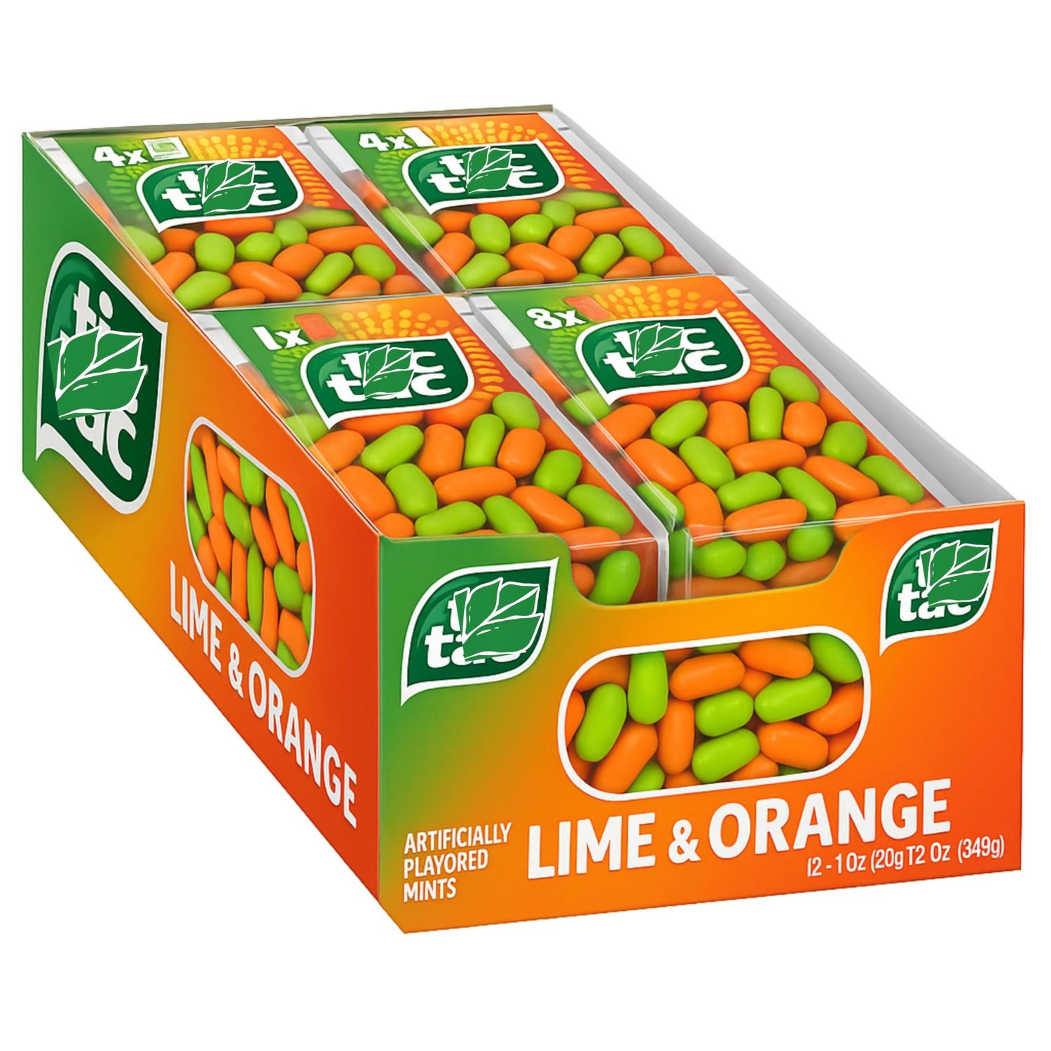 12x TicTacs Lemon and Orange Flavoured Breath Freshening Mints Pocket Sized Flip Top Dispensers Long Lasting Freshness Refreshing Mints