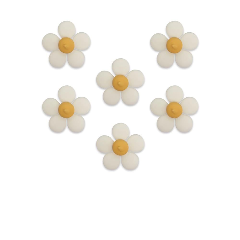 Anniversary House White Daisy Summer Floral Edible Cake Decorations, Handcrafted Flower Cake Toppers, Edible Fondant Icing Sugar Cupcake Toppers, 3cm, Pack of 6, SF625