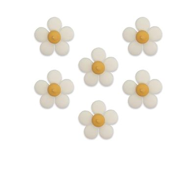 Anniversary House White Daisy Summer Floral Edible Cake Decorations, Handcrafted Flower Cake Toppers, Edible Fondant Icing Sugar Cupcake Toppers, 3cm, Pack of 6, SF625