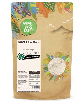 Wholefood Earth 100% Rice Flour 1 kg GMO Free, Packaging May Vary