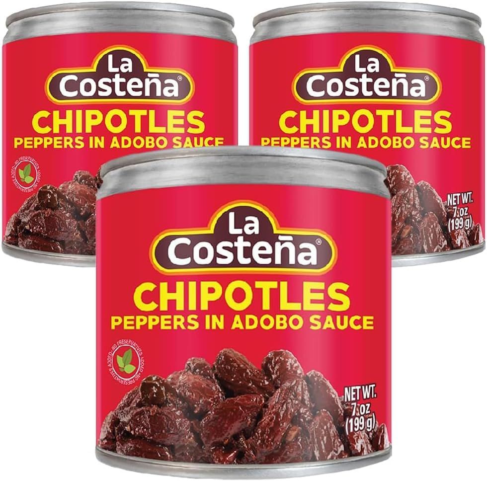La Costena Chipotle in Adobo Sauce, 199g Cans, Mexican Spicy Chipotle Chillies (3 x 199g (pack of 3))