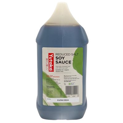 Yutaka Reduced Salt Soy Sauce 5L Naturally Brewed Japanese Soy Sauce 35% Less Salt Gluten-Free &amp; Vegan Ideal for Stir-Fries, Sushi, Marinades, Dipping &amp; Cooking Bulk Catering Size