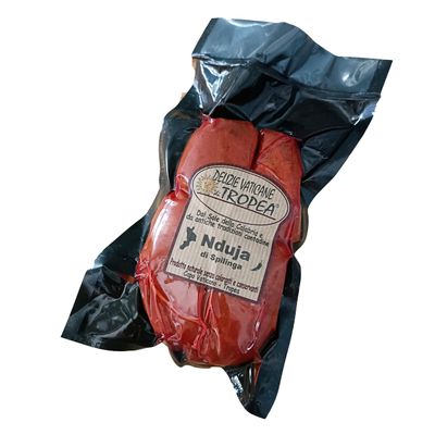 Nduja Sausage 390g - Artisanal, Spicy, Spreadable Made with Certified Italian Pork - 100% Natural Authentic Calabrian Made in Italy by Delizie Vaticane di Tropea (Vacuum Pack)