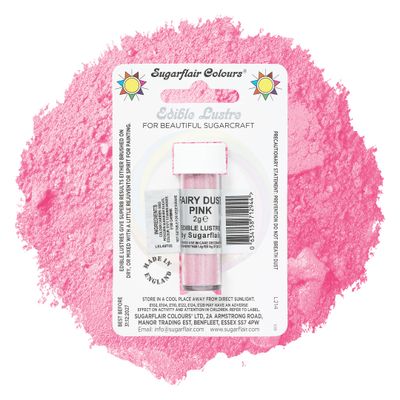 Sugarflair Fairy Dust Pink Edible Lustre Dust, Add a Lustrous Shine to Cakes or Decorations. Brush On or Add Rejuvenator to Create Eye-Catching Edible Paint, Gives Shine to Your Bakes - 2g