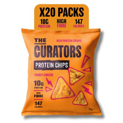 THE CURATORS Protein Chips, Tangy Cheese, 35g (20 Packs), 10g Protein, High Fibre, 147 Calories, Gluten Free, Veggie (20x35g), Lentil Crisps