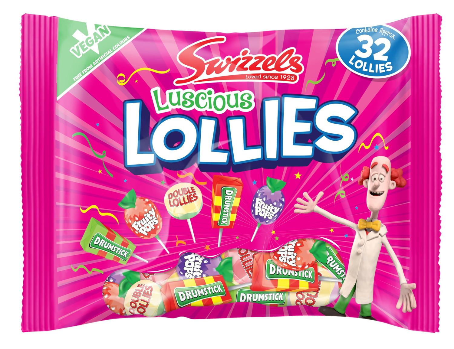 Swizzels Luscious Lollies 354g, Assorted Lollipops with Drumsticks, Fruity Pops &amp; Double Lollies, Vegan Friendly Sweet Mix for Sharing