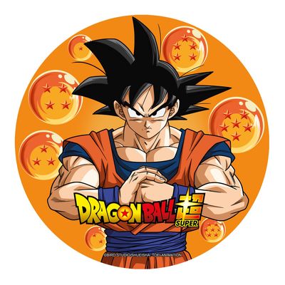 Dekora, Dragon Ball Edible Cake Topper, Son Gok Decoration for Children's Birthday Cake, Round Wafer Disc 20 CM