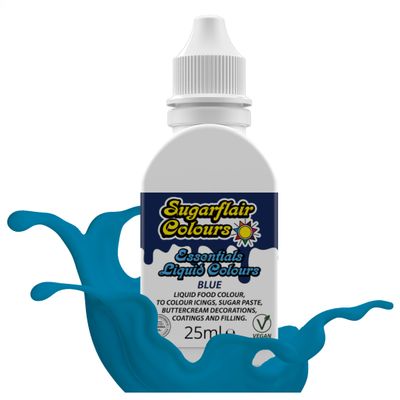 Sugarflair Essentials Blue Food Colouring 25ml - Concentrated Liquid Food Dye for Cake Decorating, Fondant, Buttercream, Royal Icing, Macarons - Vegan, Kosher, Bake-Stable