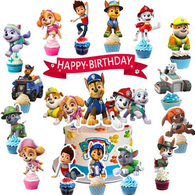 32 Pcs Cartoon Dog Cake Toppers, Cupcake Toppers, Cake Decorations, Birthday Party Supplies