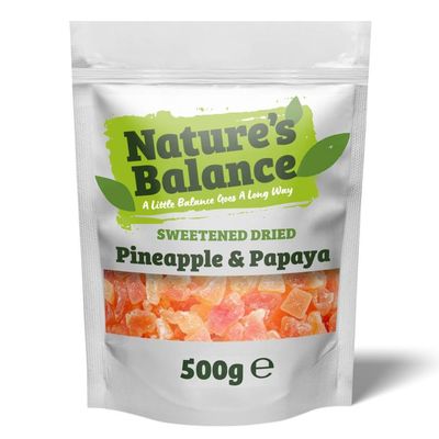 Nature s Balance Pineapple &amp; Papaya Dried Fruit Mix 500g Diced Fruit Snack Additive Free Vegetarian Vegan Convenient Resealable Bag