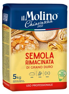 il Molino Chiavazza Semola Rimacinata 5kg Premium Italian Semolina Flour for Pizza, Bread &amp; Fresh Pasta Ideal for Professional Use