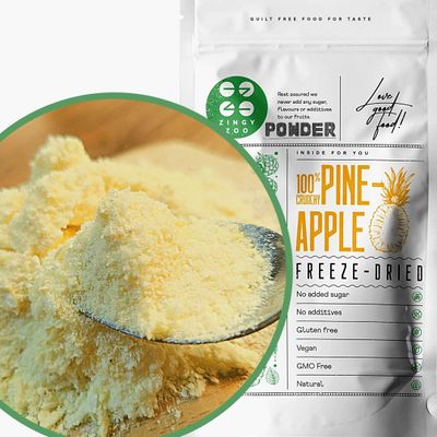 Freeze Dried Pineapple Powder 100% Natural Source Bromelain Powder from Crushed Pineapple GF Pure Freeze Dried Fruit Powder Used Also as Meat Tenderiser Powder Pure Pineapple ZingyZoo