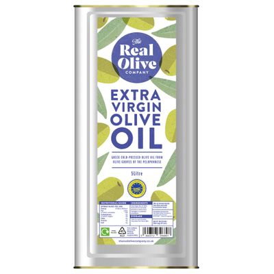 The Real Olive Co - Greek Extra Virgin Olive Oil 5L Koroneiki Single-Origin EVOO High Polyphenols Cold Pressed Premium Mediterranean Quality For Cooking, Salads &amp; Dipping