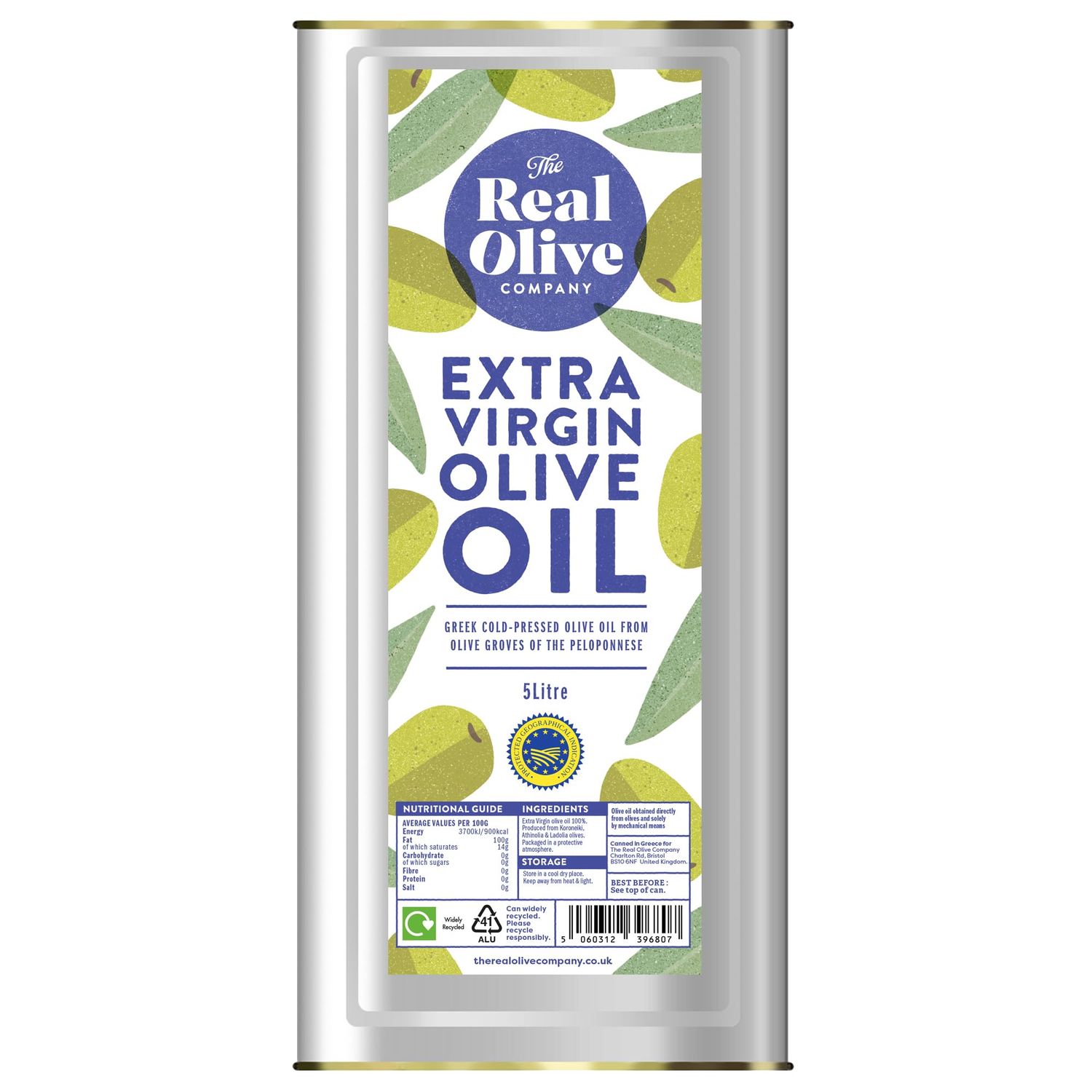 The Real Olive Co - Greek Extra Virgin Olive Oil 5L Koroneiki Single-Origin EVOO High Polyphenols Cold Pressed Premium Mediterranean Quality For Cooking, Salads &amp; Dipping