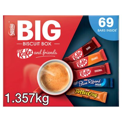 Nestlé Kitkat and Friends Big Biscuit Box 69 x Chocolate Biscuit Bars - KitKat, Blue Riband, Toffee Crisp Bulk Chocolate Box 1.357kg