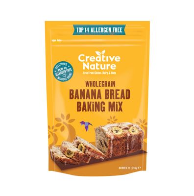 Creative Nature Gluten Free Cake Mix Banana Bread Top 14 Allergens Free Baking Mix Gluten Free, Nut Free, Dairy Free &amp; 100% Allergen Free 250g