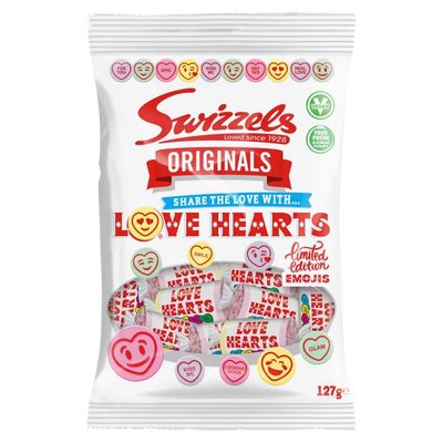 Swizzels Original Love Heart Sweets - A Delicious, Fruity, Fizzy Selection of Classic Candy Conversation Hearts, Vegan-Friendly Sweets, 127g Bag
