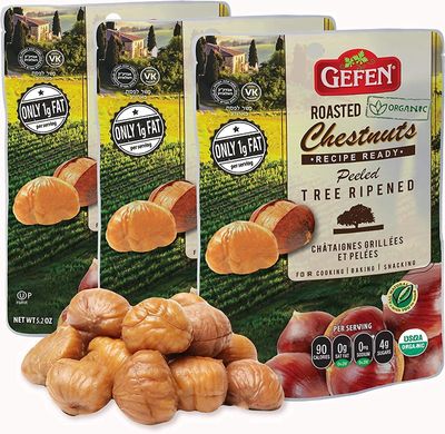 Gefen Whole Chestnuts, Roasted &amp; Peeled Ready-to-Eat 150g (Pack of 3)